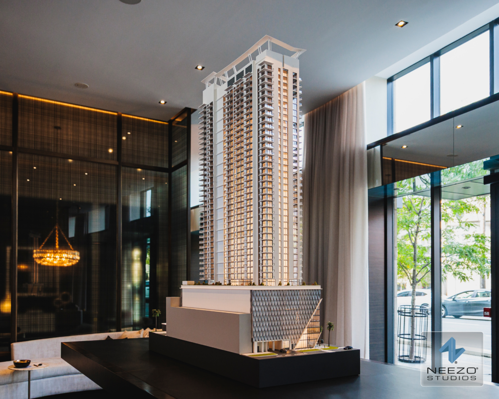 Luxury tower architectural model by Atlanta scale model maker