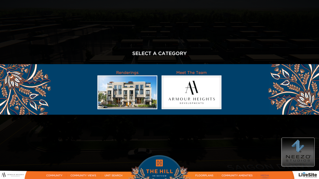 LiveSite® Community 3D sales gallery software by NEEZO Studios created for The Hill on Bayview