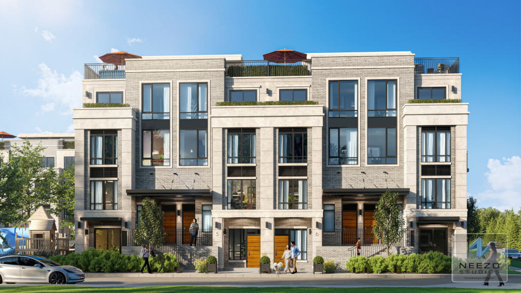 Luxury townhome rendering created by NEEZO Studios for The Hill on Bayview