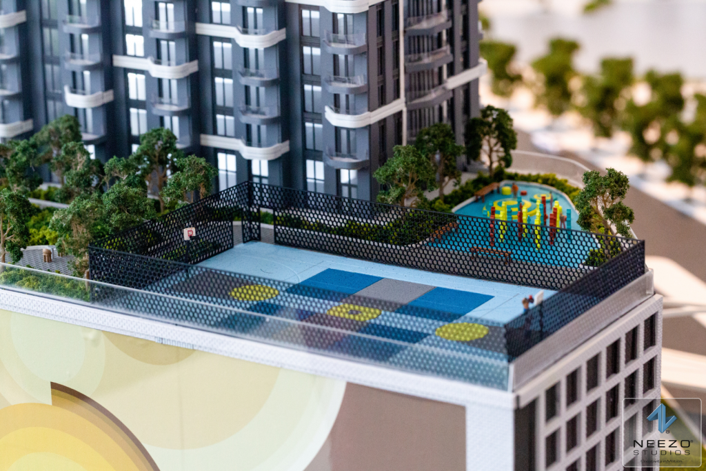 Architectural scale model in real estate sales gallery by Miami scale model maker NEEZO Studios