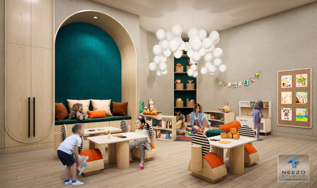 Architectural photorealistic interior rendering of luxury real estate kids room by render studio NEEZO Studios
