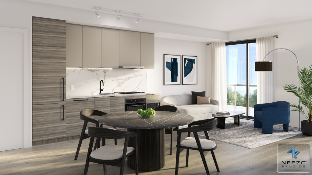interior architectural visualization of kitchen space by render studio NEEZO Studios