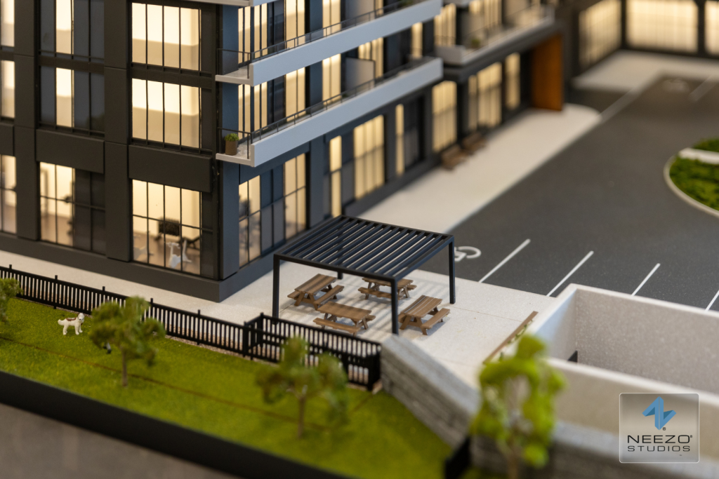 Detailed craftsmanship of the Paradigm Stoney Creek architectural scale model by best scale model maker in North America NEEZO Studios