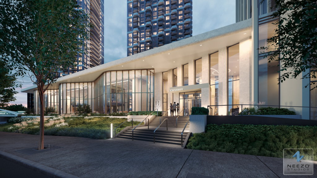Architectural photorealistic exterior rendering of luxury real estate by render studio NEEZO Studios