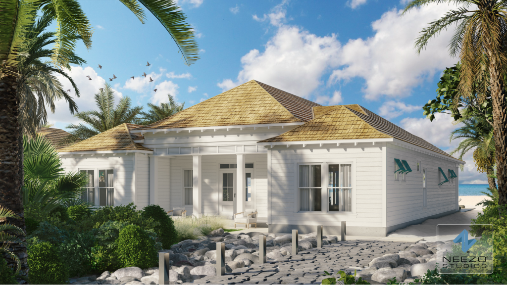 Bahamas luxury home rendering by award-winning rendering studio NEEZO Studios