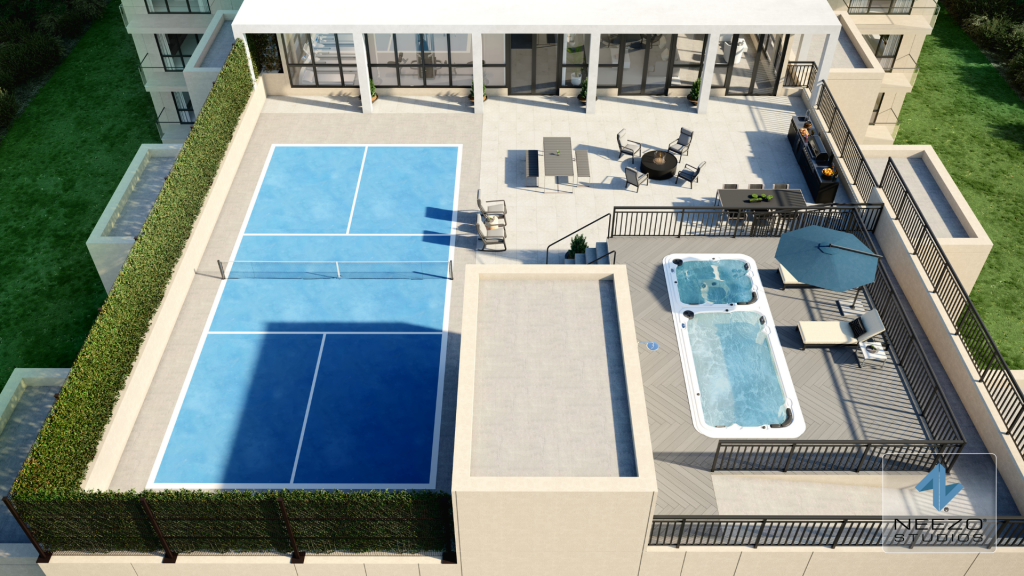 Exterior rendering of luxury New York condo by globally-renowned rendering studio NEEZO Studios