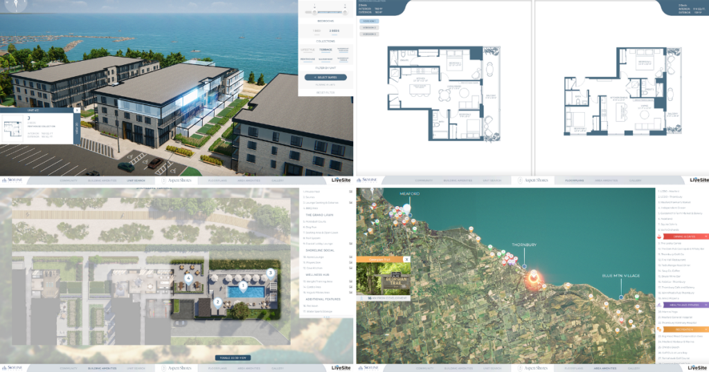 LiveSite® 3D real estate presentation center sales software to sell pre-construction and rental developments by NEEZO Studios Aspen Shores