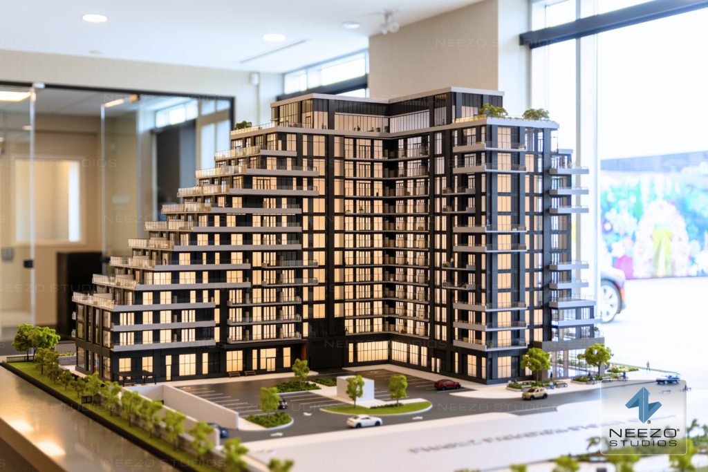 Premium Architectural real estate scale model of luxury condo in Atlanta crafted by USA model maker NEEZO Studios