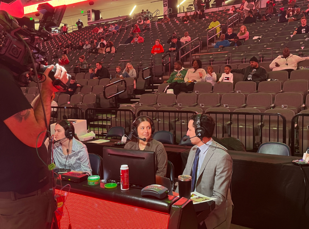 NBA G League Live Halftime TV Interview with Chloé Maalouf from NEEZO Studios at Raptors 905 vs Birmingham Squadron game