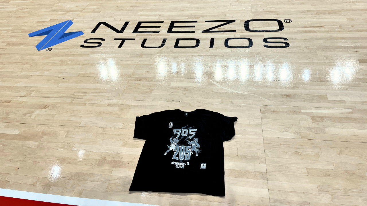 NEEZO Studios Tshirt designed for raptors 905 vs birmingham squadron dino night