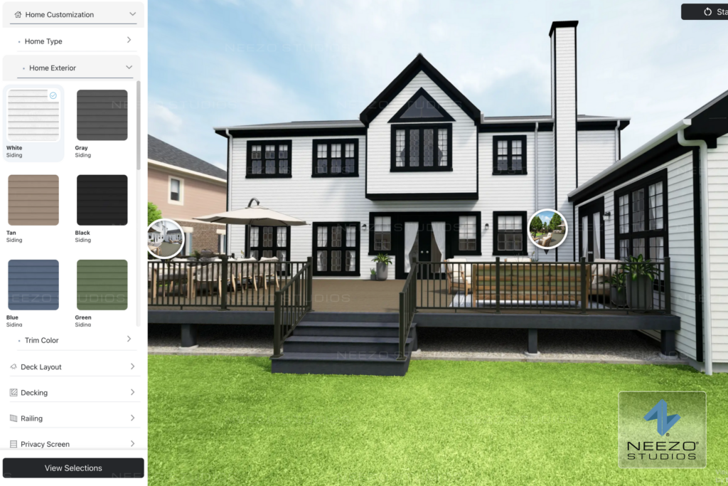 Custom deck and outdoor living configurator for deckorators developed by NEEZO Studios