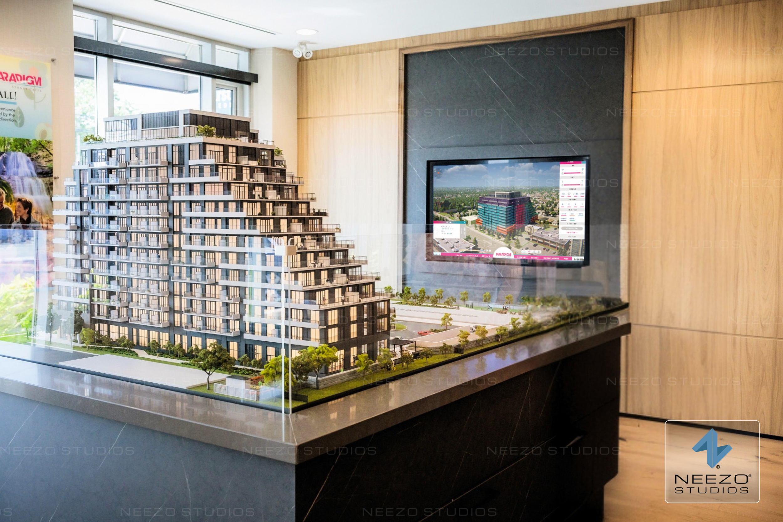 real estate sa;es gallery scale model and digital twin 3d interactive sales software by creative tech studio NEEZO Studios