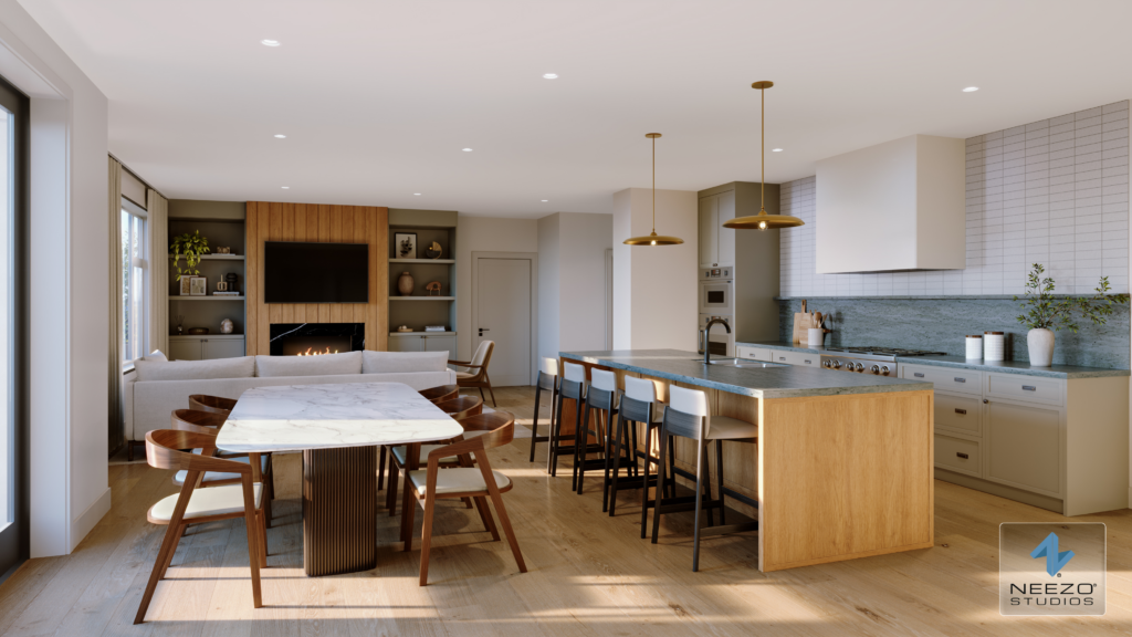 Interior real estate rendering by rendering studio NEEZO Studios