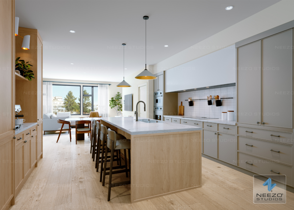 Interior real estate rendering by rendering studio NEEZO Studios