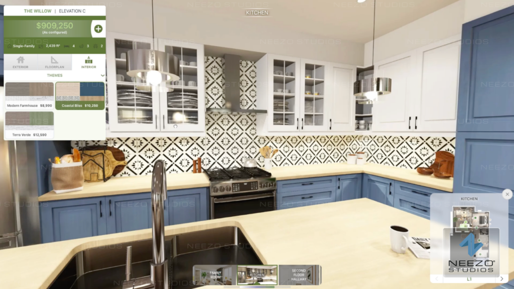 LiveSite real estate sales platform showing interior and exterior configuration features