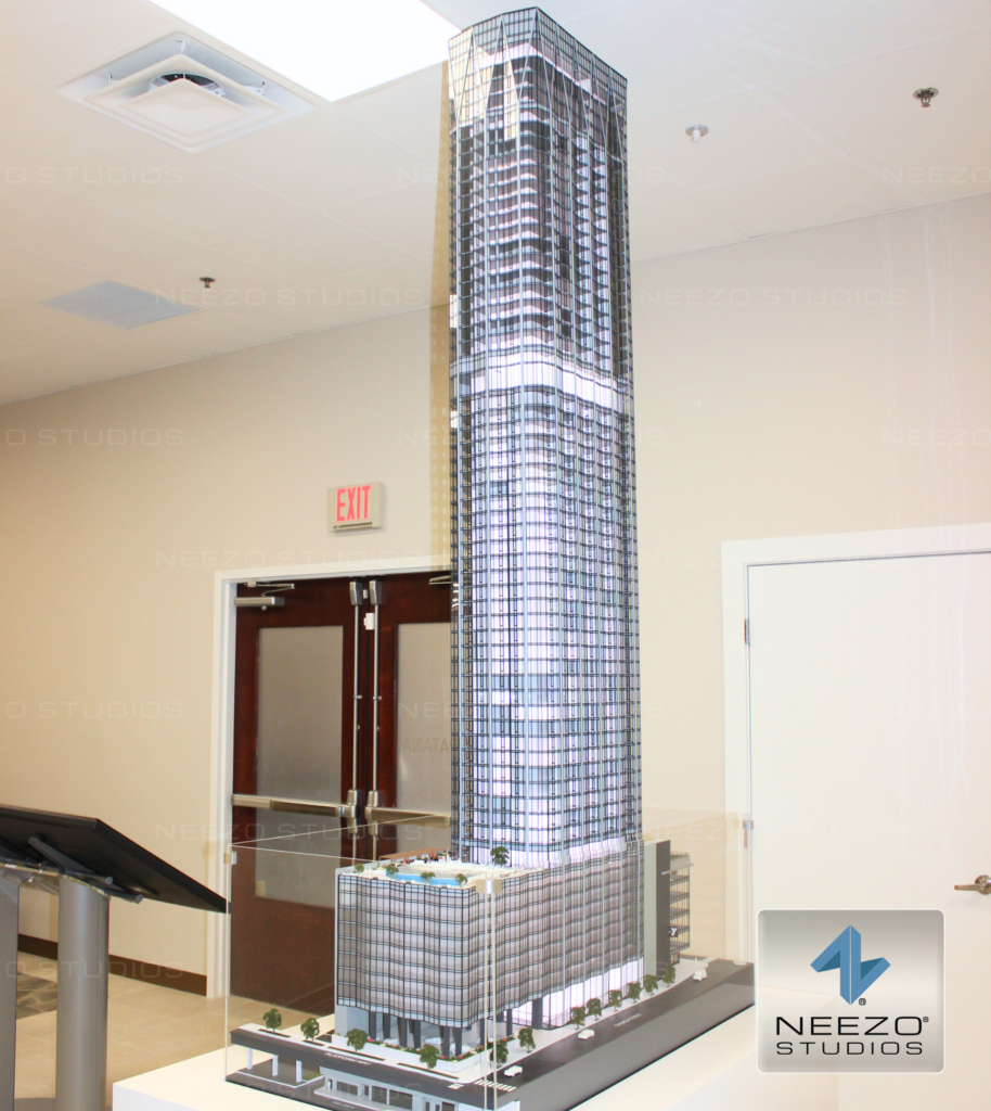 premium architectural scale model of luxury nashville tower by north america's leading scale model maker NEEZO Studios