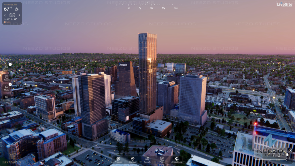 NEEZO Studios LiveSite® 3D preconstruction and rental sales gallery software digital twin for paramount nashville luxury condo