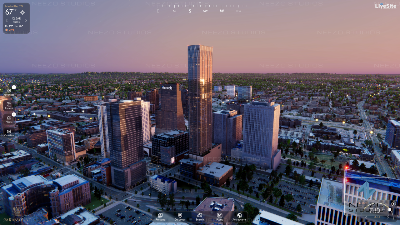 NEEZO Studios LiveSite® 3D preconstruction and rental sales gallery software digital twin for paramount nashville luxury condo