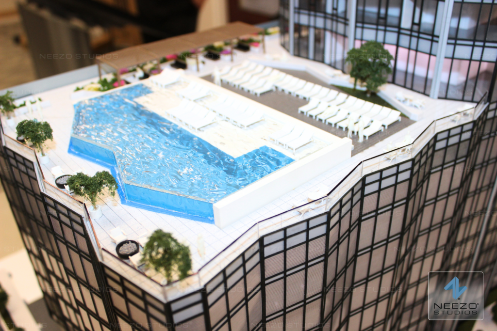 premium architectural scale model of luxury nashville tower by north america's leading scale model maker NEEZO Studios