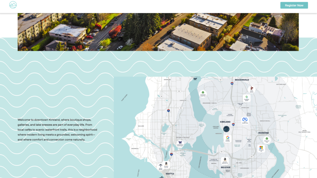 Luxury real estate website for Central Peak Residences in Kirkland, Washington