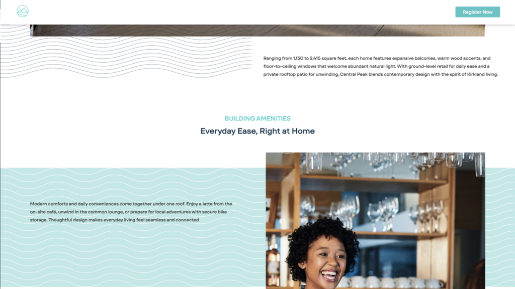 Central Peak Residences website featuring interactive project information and residences