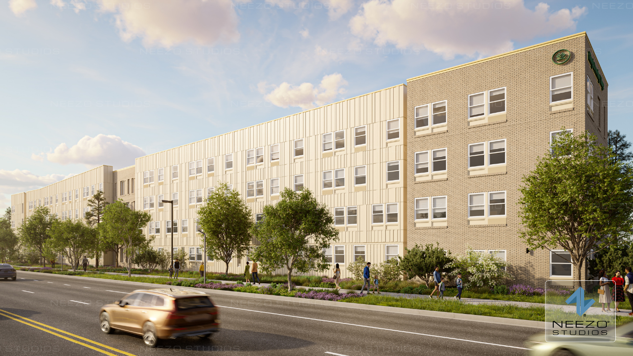 architectural rendering of king's crossing village in aurora, colorado by NEEZO Studios