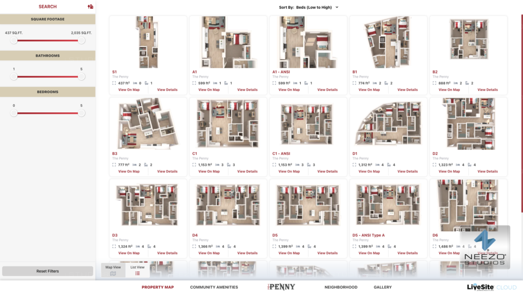 The Penny LiveSite® Cloud Interactive Floor Plans
