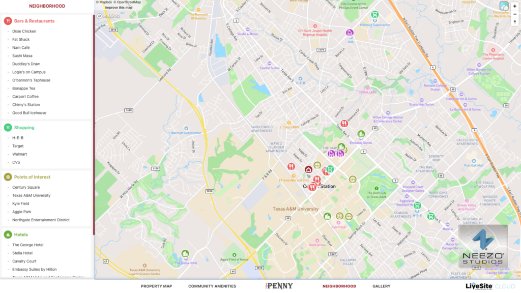 Interactive student housing leasing software LiveSite® Cloud by NEEZO Studios