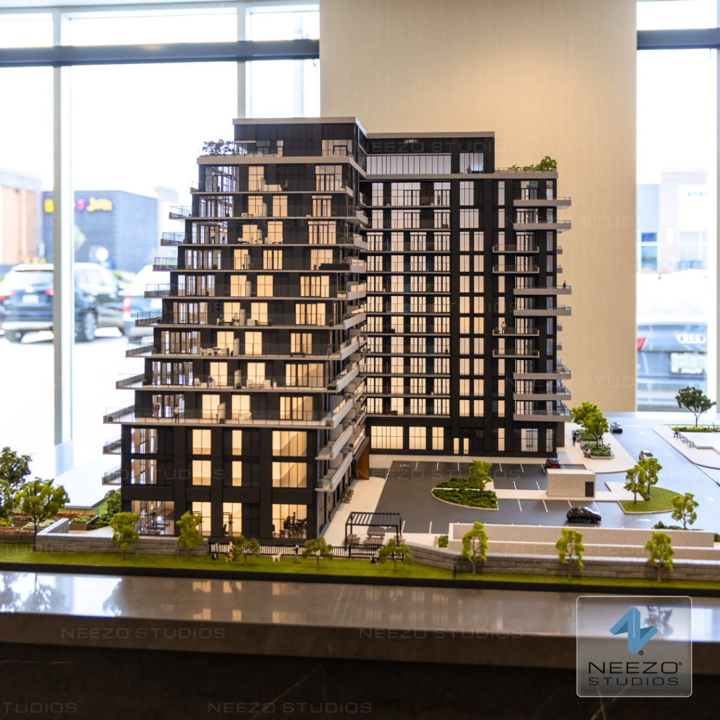 Luxury condominium scale model created by NEEZO Studios for Paradigm Stoney Creek