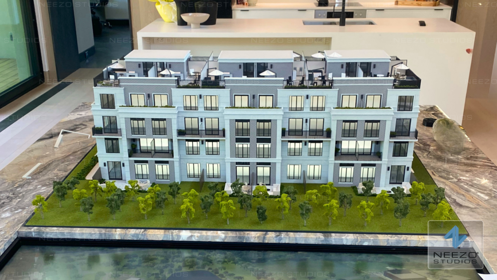 Custom architectural scale model created for The Hill on Bayview presentation center by Toronto scale model maker NEEZO Studios