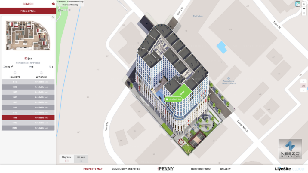 Interactive student housing leasing software LiveSite® Cloud by NEEZO Studios