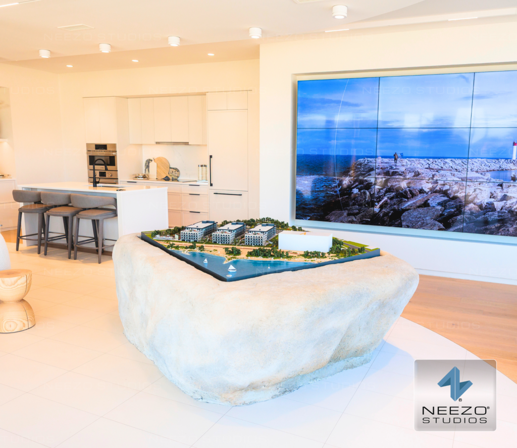 Architectural scale model of waterfront development by North America's leading scale model maker NEEZO Studios