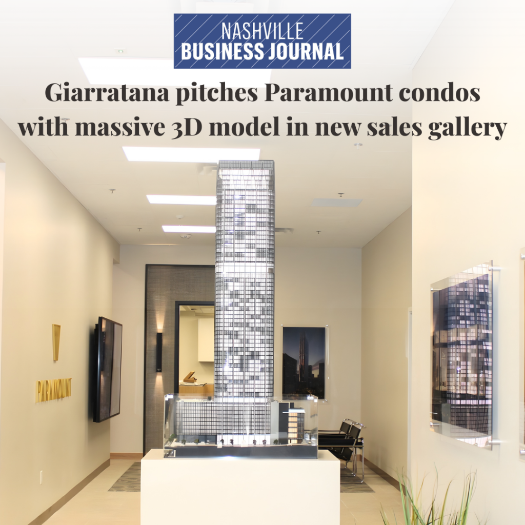 NEEZO Studios featured in Nashville Business Journal for scale model and interactive sales software for Paramount Tennessee's tallest tower