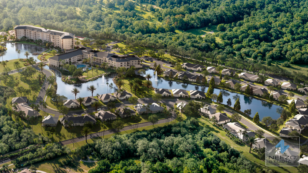 architectural real estate flythrough animation by NEEZO Studios of florida senior living community