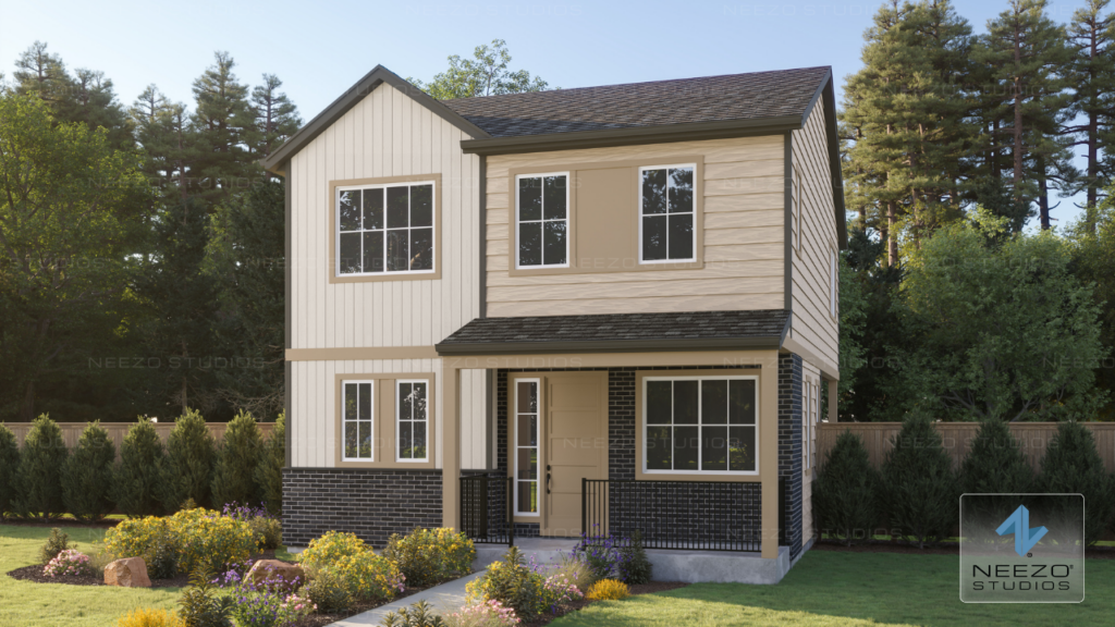 Architectural detached home visualization by render studio NEEZO Studios for Brookfield Residential Colorado community