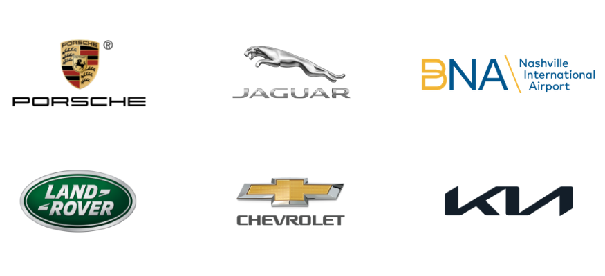 NEEZO Studios auto and transportation clients including porsche, land rover, chevrolet, jaguar, kia, and nashville international airport