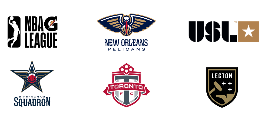 NEEZO Studios sports and entertainment clients including nba g league, new orleans pelicans, birmingham squadron, toronto fc, usl, and birmingham legion fc
