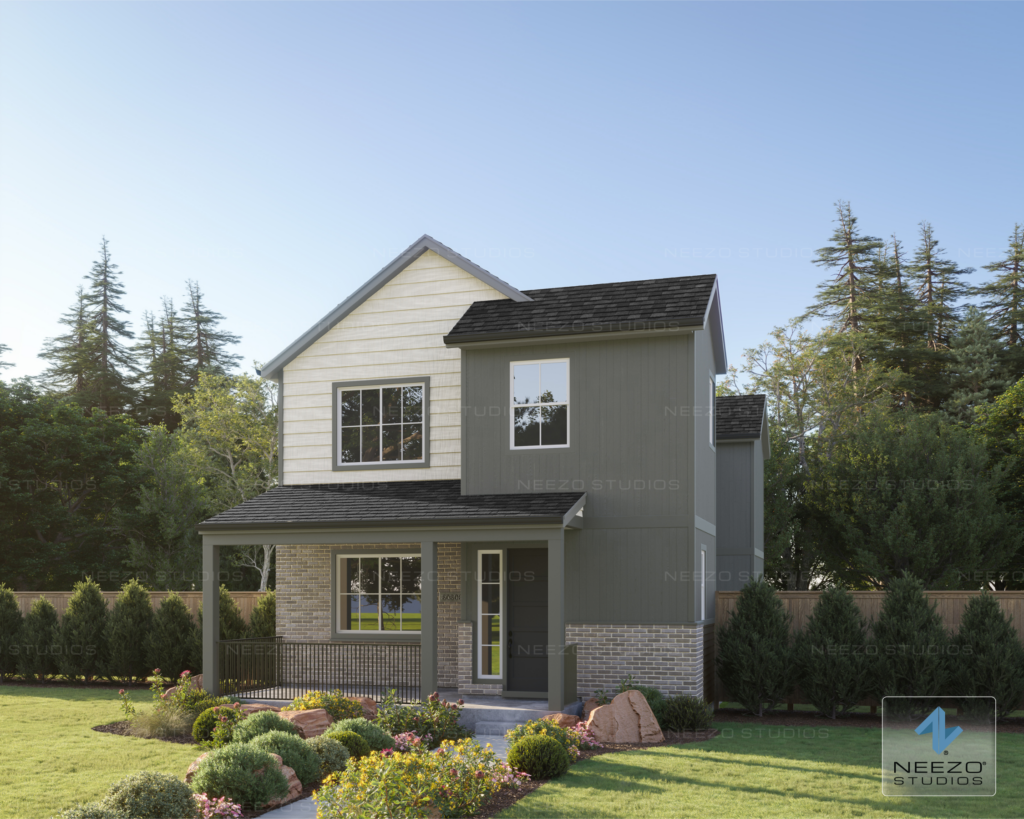 Architectural rendering of Brookfield Residential’s Uplands community in Westminster, Colorado by NEEZO Studios