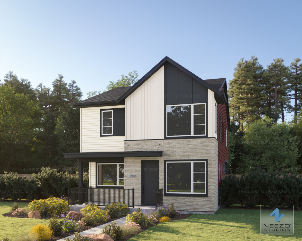 NEEZO Studios architectural visualization of a new home at Brookfield Residential’s Uplands community