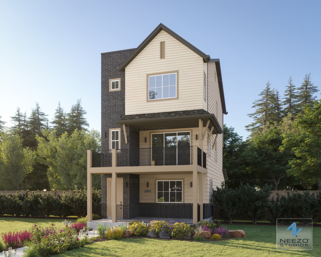 Architectural rendering of Brookfield Residential’s Uplands community in Westminster, Colorado by NEEZO Studios